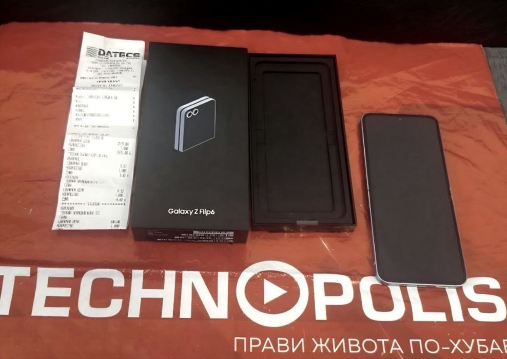 КАТО НОВ 512GB Samsung Z Flip 6 Гаранция Технополис 2026 г. Blue