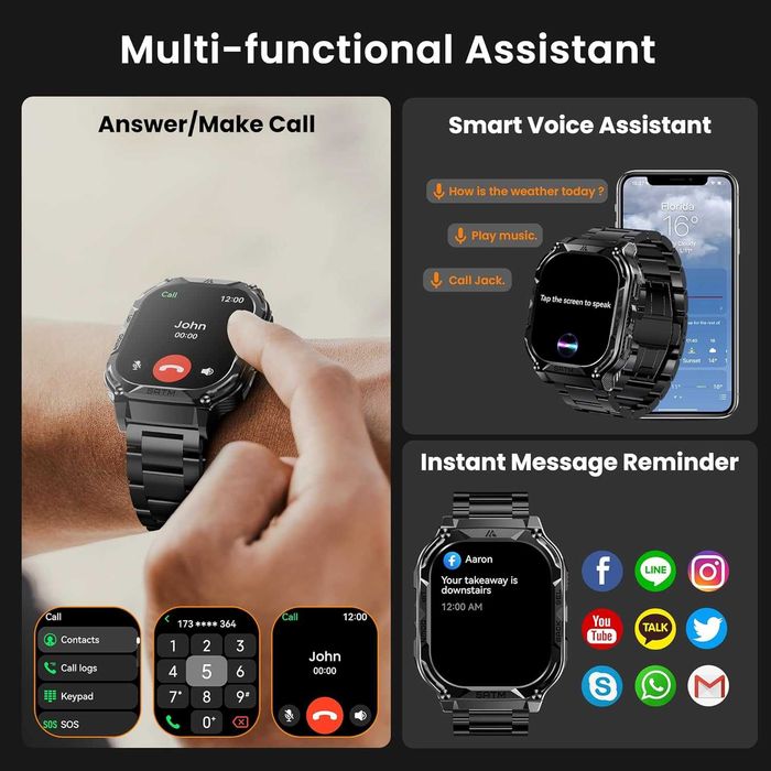 kospet Smartwatch robust cu carcasă integral metalică (standard militar), GPS integrat, (480 mAh), rezistență la apă 5ATM și IP69