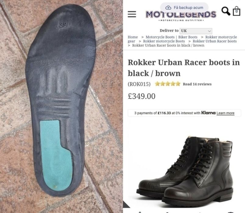 Ghete Handmade motociclism Rokker, Urban Racer, Goodyear, Vibram, 39