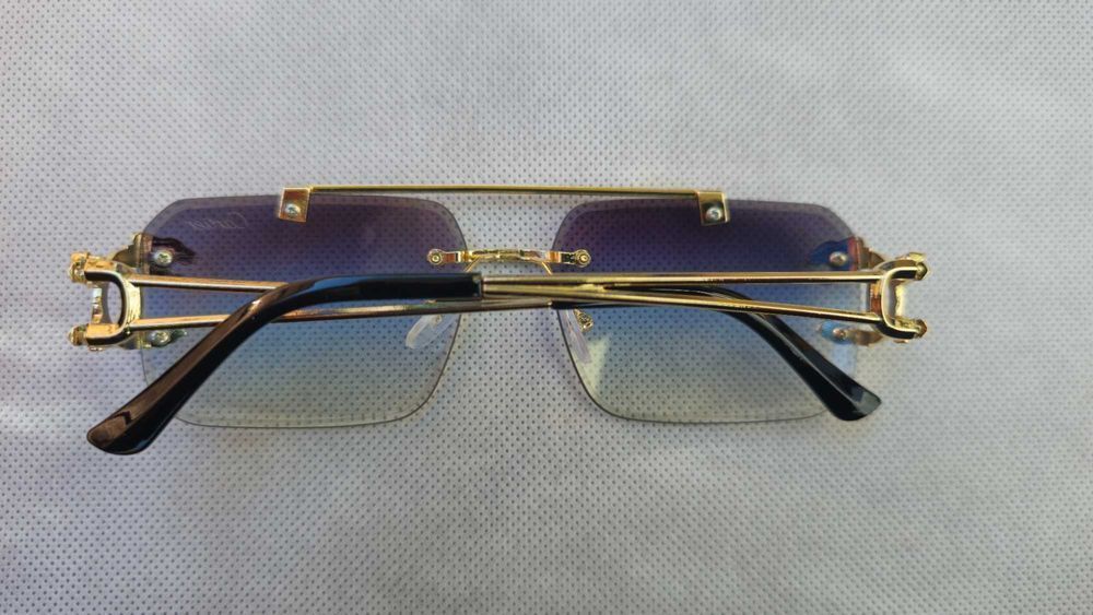 Ochelari de soare Cartier Rimless 8809 lentila albastra degrade