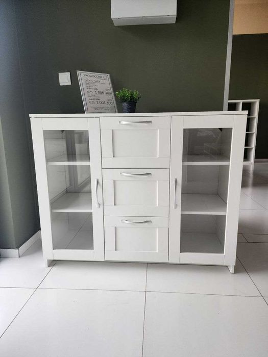 Тумба СИРИУС с 2 дверями со стеклом и 3 ящиками. Беларусь