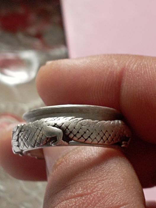 Inel din argint 925 -Dragon rotativ- lucrat manual