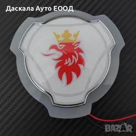 Огледална табела бяла с червен Griffin Scania външна за решетка 12-24V , 2 цвята