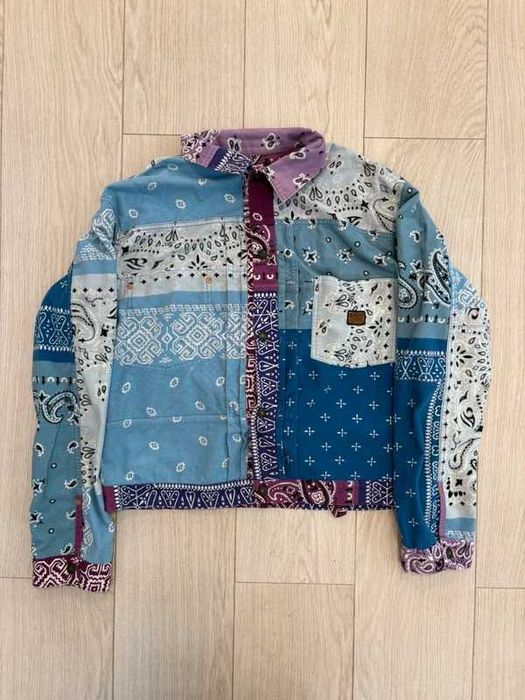 Kapital Reversible Bandana 1st Flannel Button Up Jacket Purple Sax