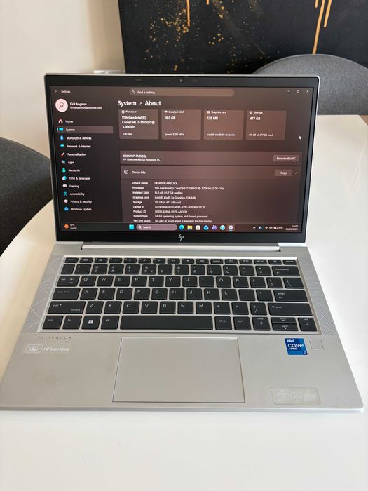 13.3 инч Бизнес Лаптоп HP EliteBook 830 G8 | i7-11865G7 | 16GB RAM | 512GB SSD | Face ID | ТОП състояние