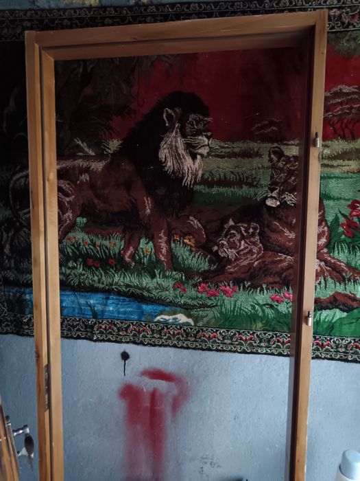 Ușă din lemn masiv cu toc.