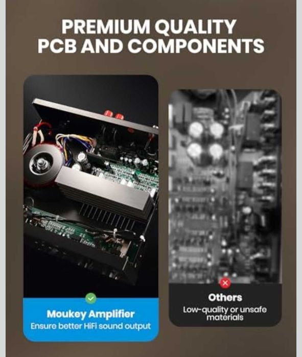 Bluetooth 5.0 стерео аудио усилвател Moukey 2.0 канален USB,SD,AUX,RCA