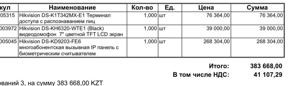 Домофоны face id