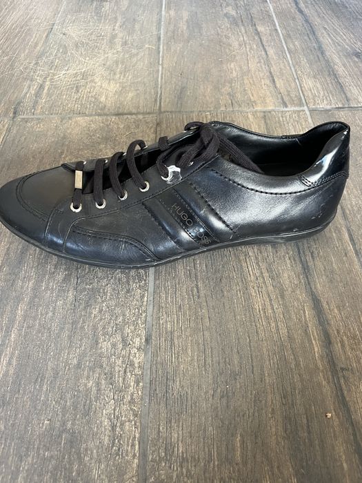 Hugo Boss черни кожени мъжки кецове