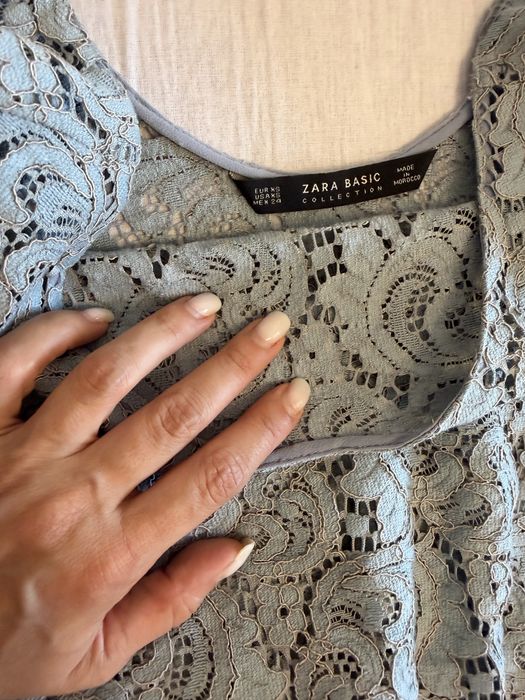 Compleu dantela Zara xs top si fusta midi