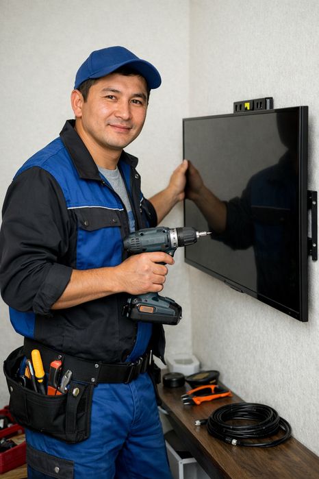 Установка телевизоров, кронштейн, навеска тв,подвеска, акция