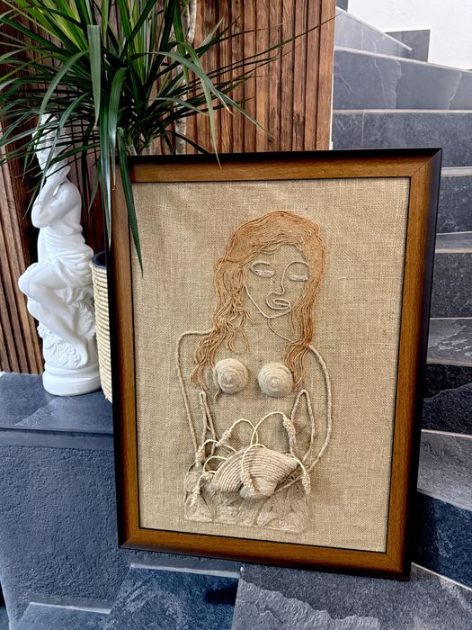 Tablouri decorative handmade din sfoară de iută – design unic, natural