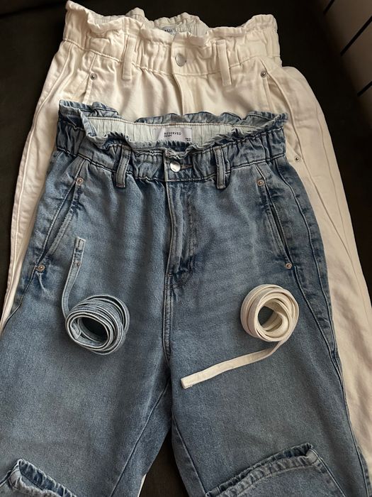 2 чифта дънки Reserved, модел Paperbag, размер 38