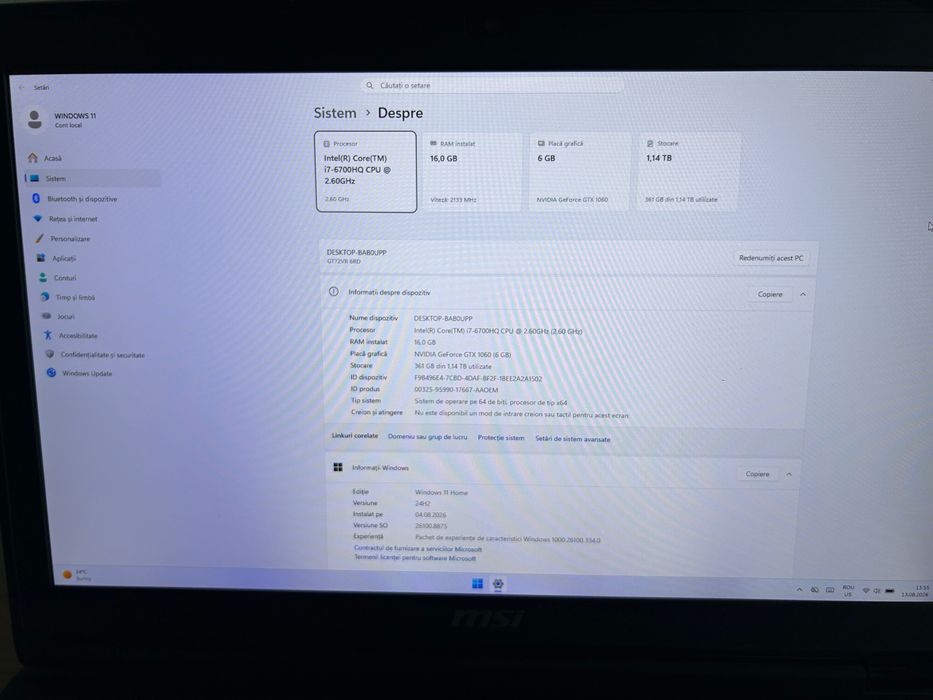 Laptop gaming msi