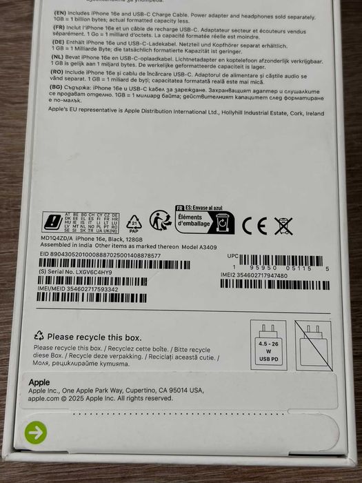 Apple iPhone 16e 128GB 36м гаранция