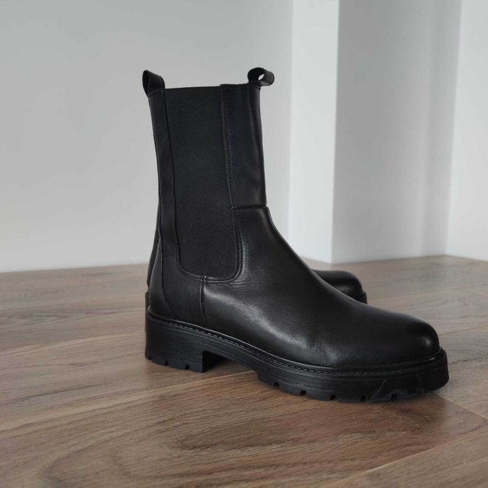 Cizme damă SANMARINA, trei sferturi, piele naturală, negre, 38