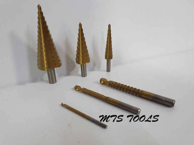 Set burghiu conic in trepte spiral perforator 6 piese