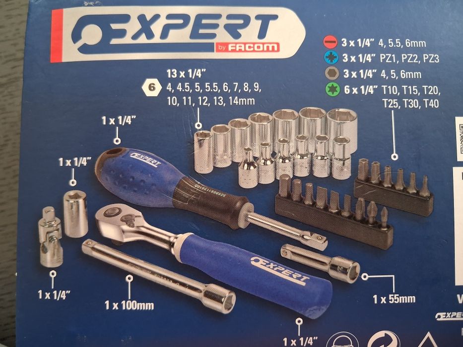 set de chei tubulare și accesorii de 1/4" expert facom