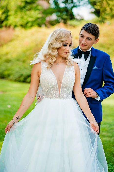 Rochie de mireasa cu trena Anisia,  Atelier Zabo, voalul cadou https