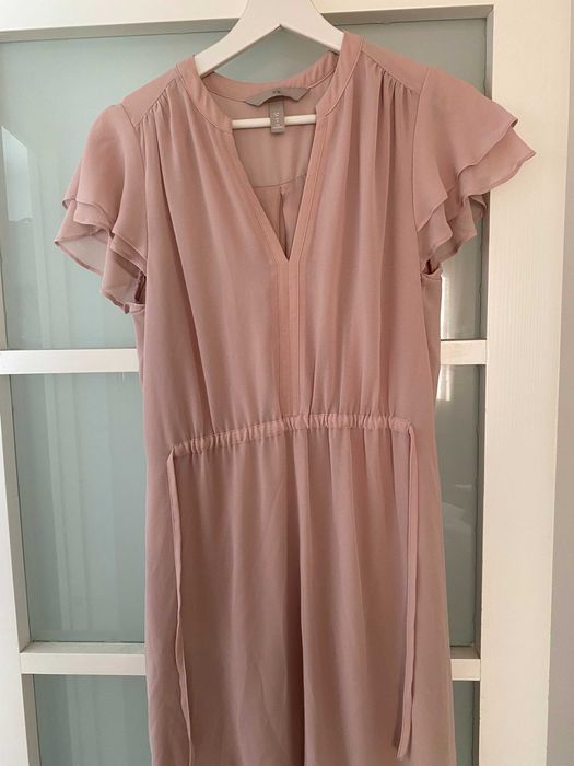 Rochie scurta, vaporoasa, roz, H&M, ca noua, de vara, marimea 36/S