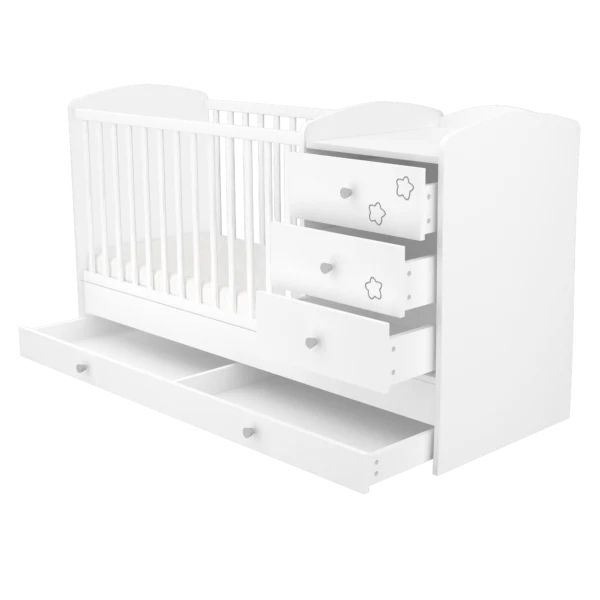 Pătuț transformabil din lemn Timba Maxi Combi 60x120 cm
