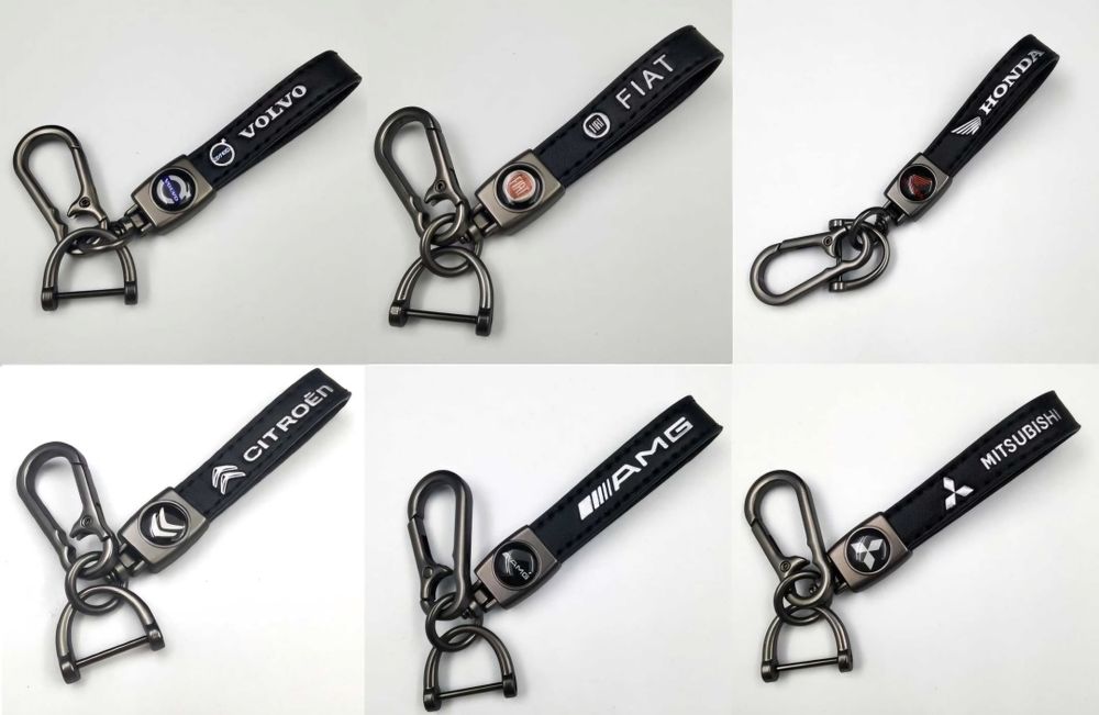 Луксозен кожен ключодържател с карабинер и отвертка