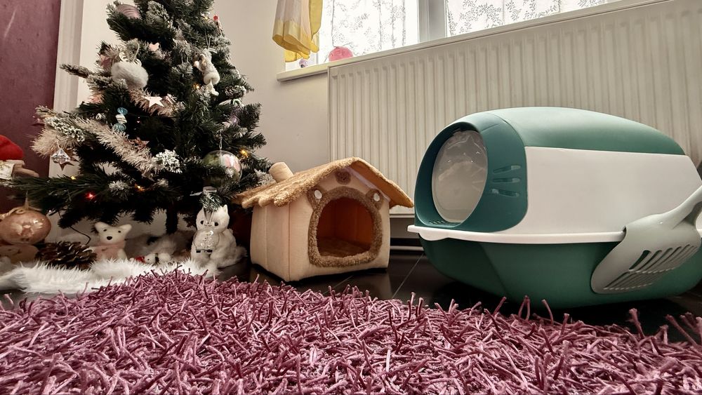 Set Casuta si LITIERA complet inchisa pentru pisici si  lopata