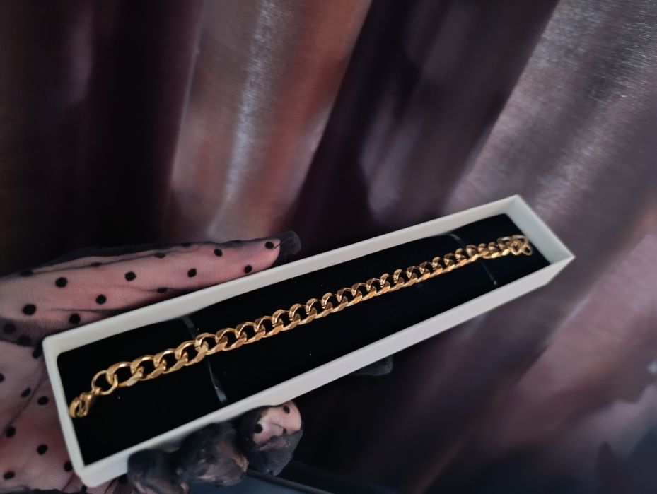 Мужской браслет и перстень -кольцо в золотом цвете