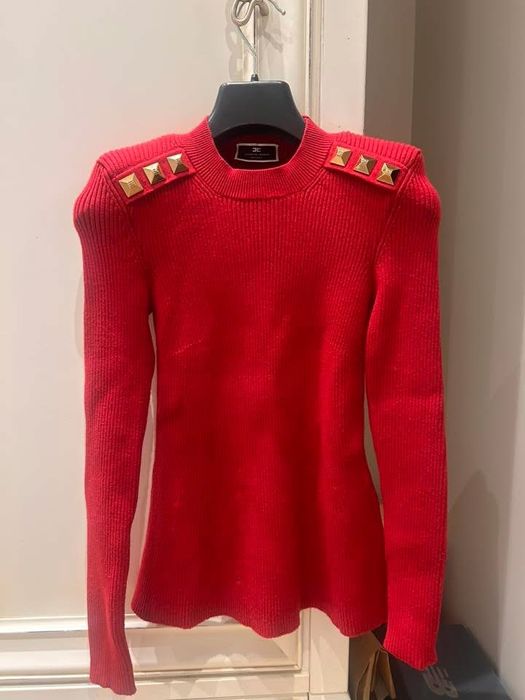 Elisabetta Franchi пуловер червен с капси