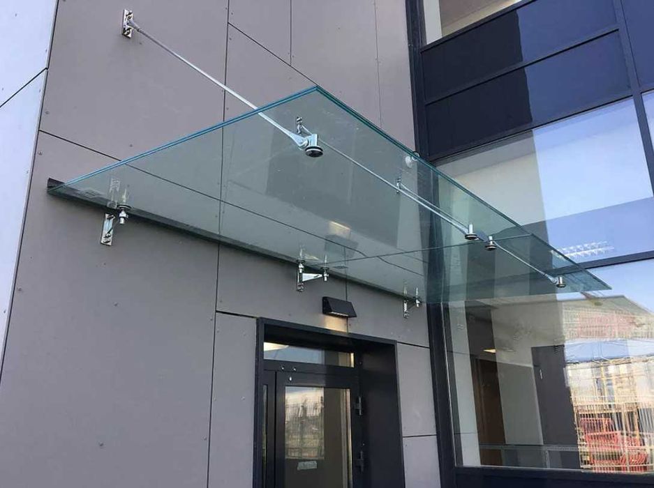 Навесы, козырьки премиум класса из калённого стекла для дома и офиса