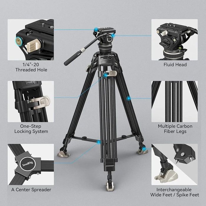 SmallRig AD-100 FreeBlazer: Карбонов Видео Статив с флуидна глава