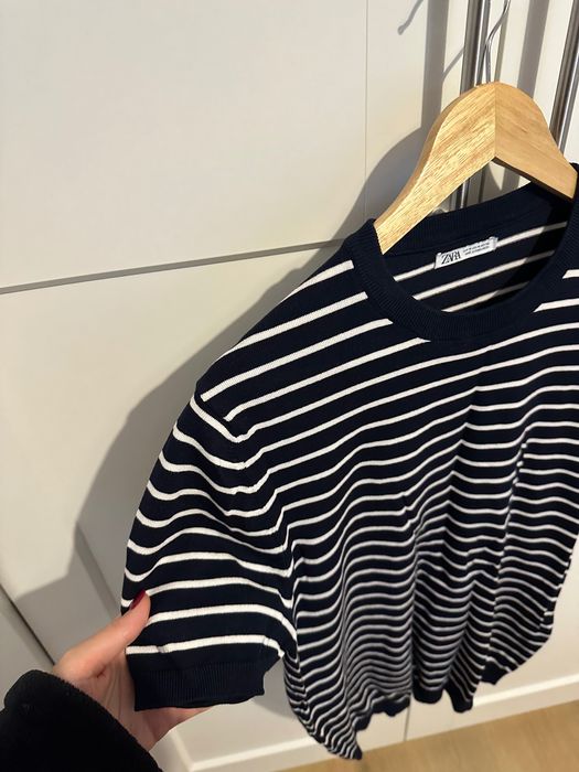 Tricou, Zara, bărbați, M, negru, bărbați, cu dungi