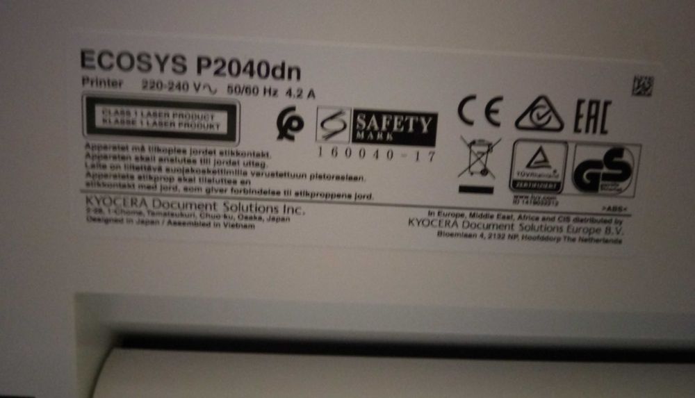 Imprimanta laser, noua, sigilata, Kyocera Ecosys P2040dn, duplex, retea USB direct