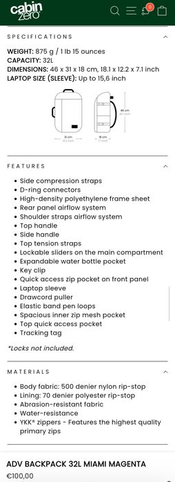 Раница Cabin Zero ADV Backpack 32l