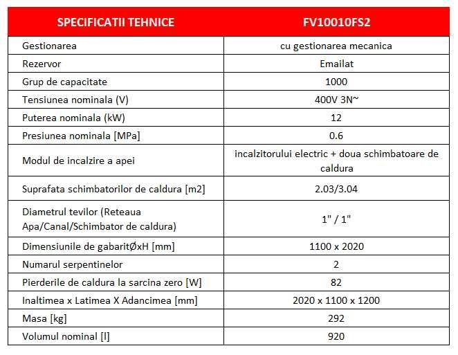 Boiler solar cu 2 serpentine si rez electrica ELDOM - 1000 litri 12 kW