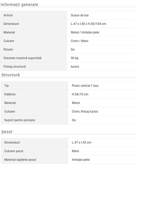 Vand scaune bar achizitionate din Mobexpert