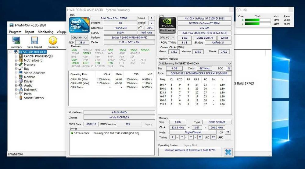 Laptop 15.6" Asus K50ID, Core2Duo 2.1GHz, GeForce 320M 1GB, SSD