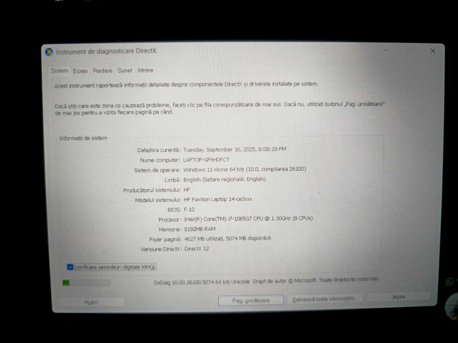 Laptop HP Pavilion 14 ce3021nq – Intel i7, 8GB RAM, SSD 512GB, Full HD