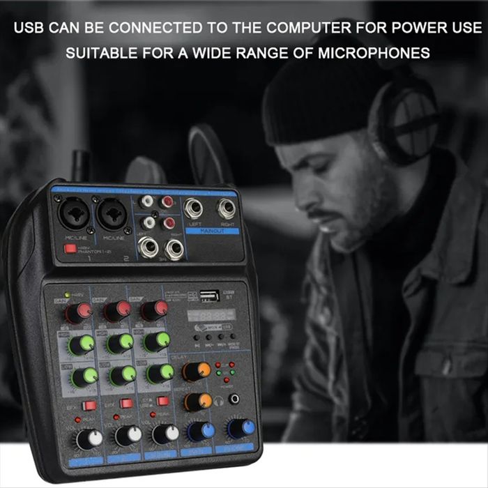 Смесителен пулт, 4 канален DJ Mixer с USB Player и Bluetooth,