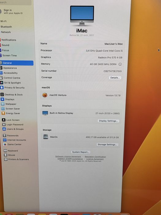 Imac 27 inch 5K . 2017 •procesor i5•40gb ram•SSD 512•cutie + accesorii