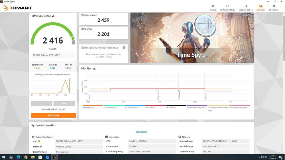 PC Gaming –  GTX 1050 Ti ASUS STRIX GAMING, i3-6100, 3.70GHz, Skylake