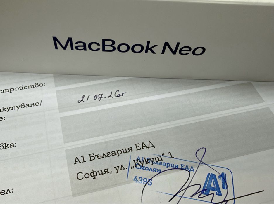 ЗАПЕЧАТАН 256GB MacBook Neo 13' 8GB A1 Гаранция до 2028 г. Indigo