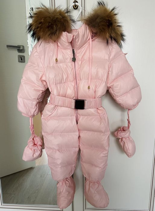 Зимно космонавтче с качулка от естествен косъм