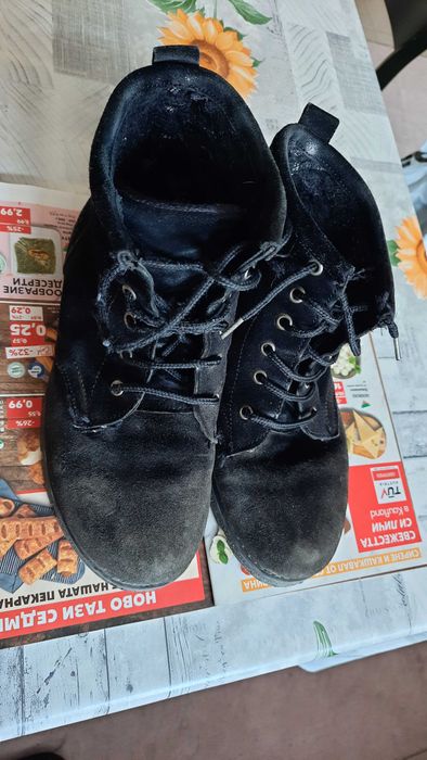 Черни дамски боти от набил -37 номер