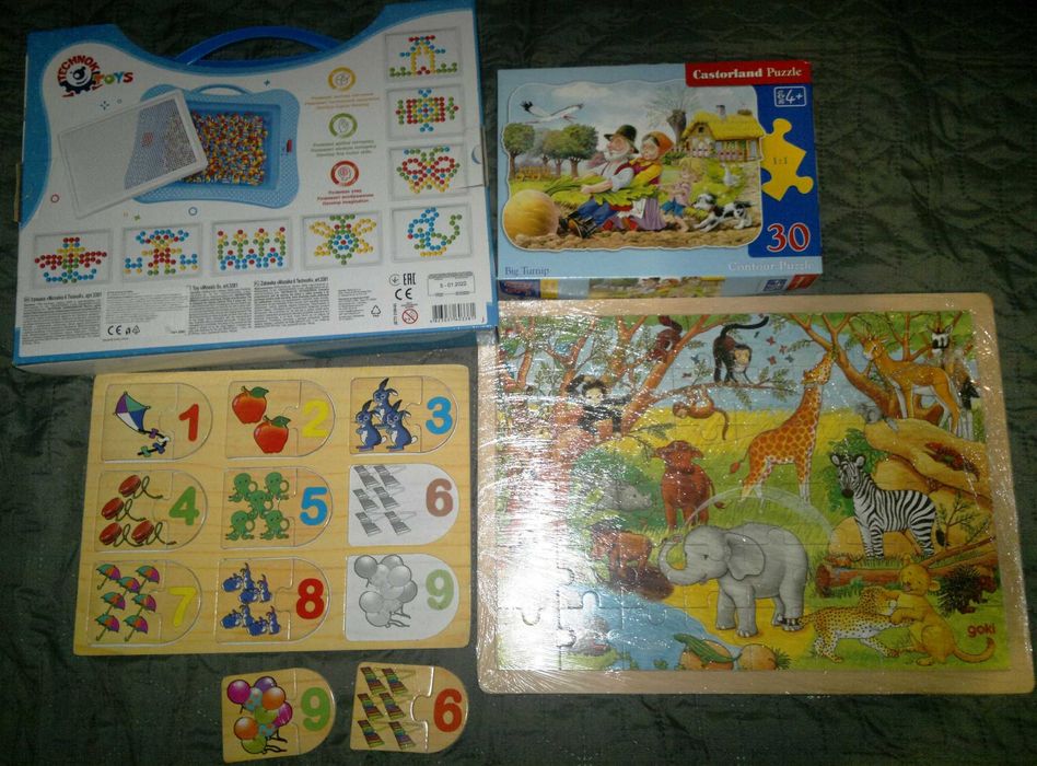 дървени играчки- пъзели, лабиринт,мозайка,кубчета