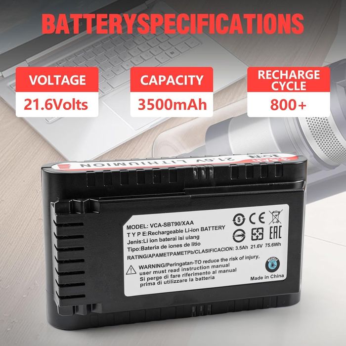 Батерия VCA-SBT90 за Samsung Jet 75/90 21.6V 3500mAh