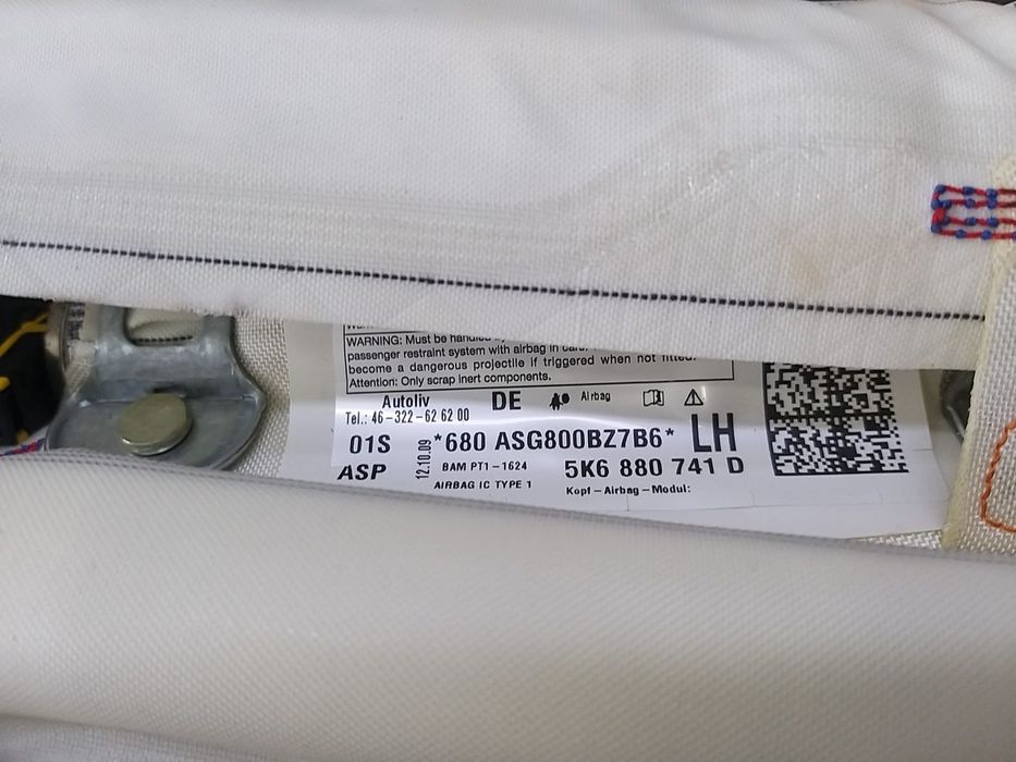 Airbag cortina stanga vw golf 6 5k 5k6880741d