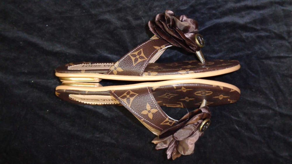 Papuci dama flip-flops eleganti casual slapi femei floare satin maro
