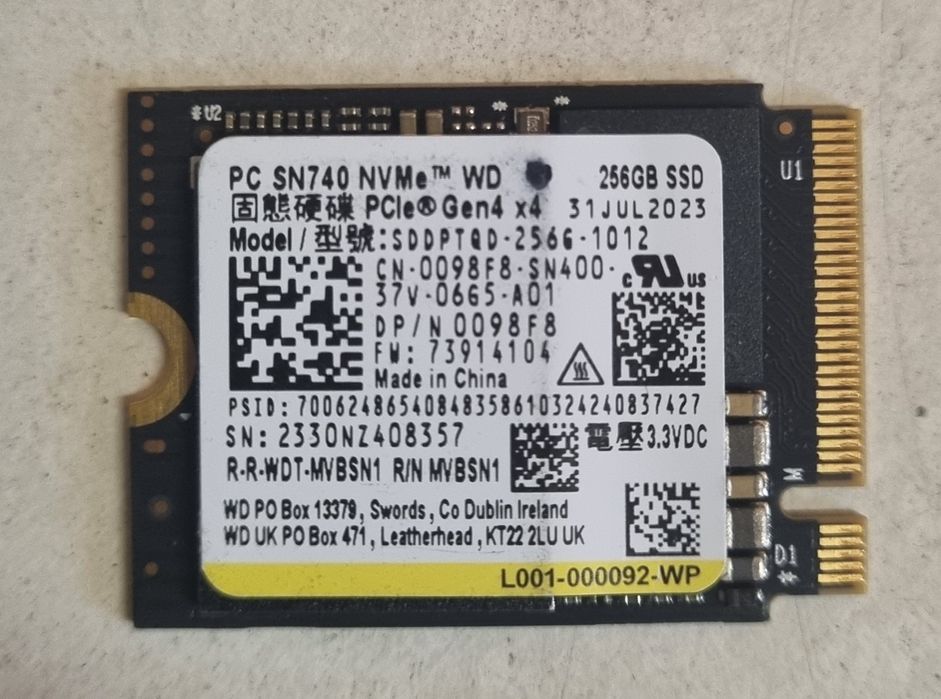 SSD NVMe 256GB WD SN740  nou !