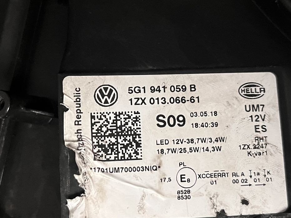 Ляв фар за VW Golf 7 GTE/E Golf